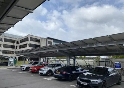 Photovoltaic car park canopies installed at Lakeside North Harbour
