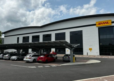 overed car parking with OPTI Bluetop Solar Parking solar canopies