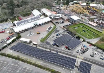 OPTI Bluetop Solar Parking BlueRoof installation at Paultons Park, England