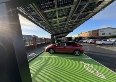 OPTI Bluetop Solar Parking canopies supporting renewable energy in Chesterfield