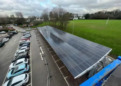 OPTI Bluetop Solar Parking providing shaded parking at Chepstow School