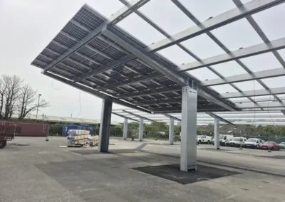 Photovoltaic parking canopy system at the Anglesey Bluetop Solar Project