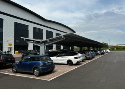 Solar-powered OPTI parking canopies by Bluetop at Unit 1 Aylesford